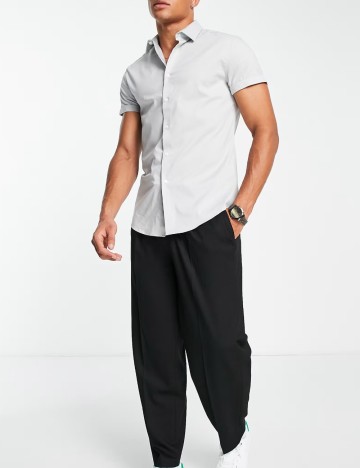 Cămașă cu m&acirc;necă scurtă ASOS, gri