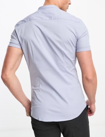 Cămașă cu m&acirc;necă scurtă ASOS, albastru