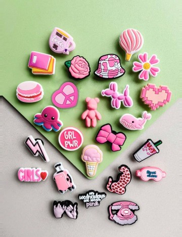 Set accesorii pentru crocs Shein, roz