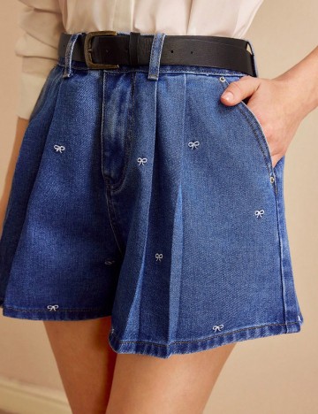 Pantaloni scurți de blugi Shein, albastru