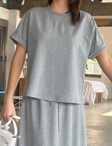 Tricou Shein DAZY, gri