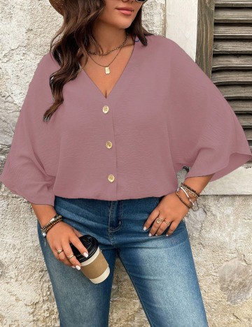 Cămașă Shein Curve+, roz