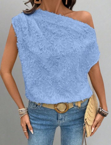 Cămașă cu m&acirc;necă scurtă Shein, albastru