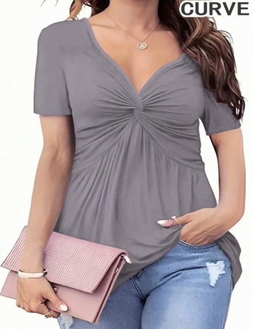 Tricou Shein Curve+, gri