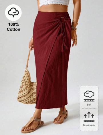 Fustă maxi Shein Curve+, vișiniu