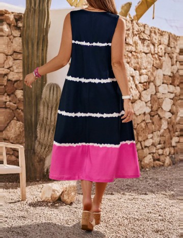 Rochie midi Shein Curve+, mix culori