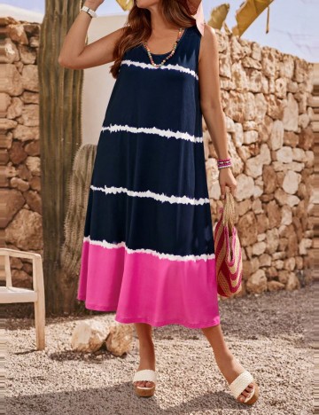 Rochie midi Shein Curve+, mix culori