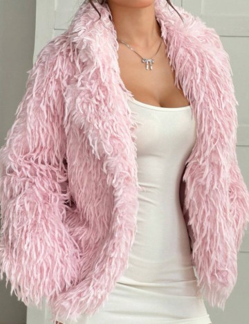 Haină De Blană Shein, roz