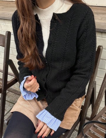 Pulover cu nasturi Shein, negru