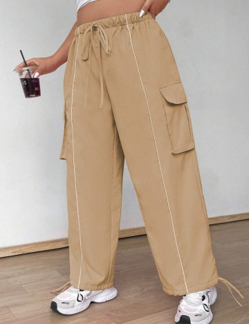 Pantaloni Shein Curve+, bej