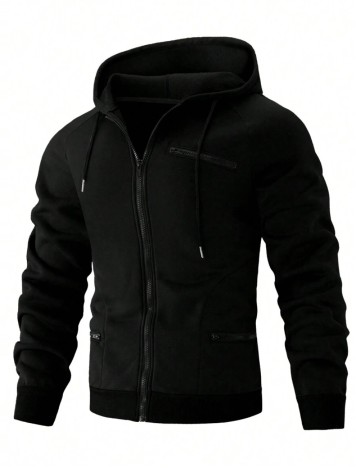 Hanorac Cu Fermoar Shein MANFINITY, negru