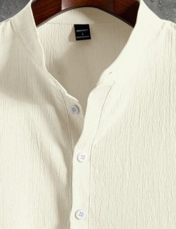 Cămașă cu m&acirc;necă scurtă Shein, crem