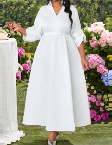 Rochie maxi Shein Curve+, alb