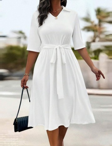 Rochie midi Shein Curve+, alb