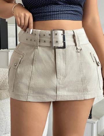 Fustă mini Shein Curve+, bej