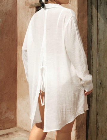 Cămașă de plajă Shein Curve+, alb