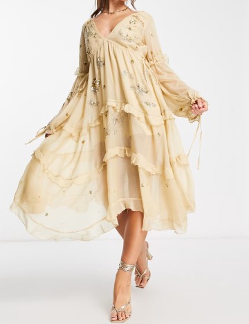 Rochie midi ASOS, crem