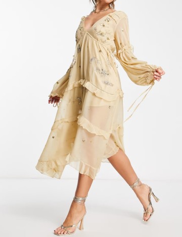 Rochie midi ASOS, crem