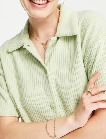 Cămașă cu m&acirc;necă scurtă ASOS, verde