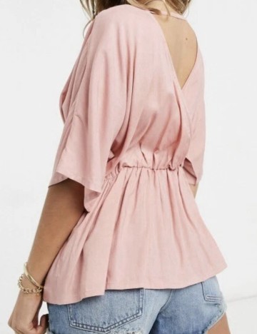 Cămașă cu m&acirc;necă scurtă ASOS, roz