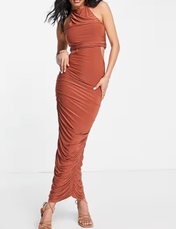 Rochie midi Femme Luxe, cărămiziu
