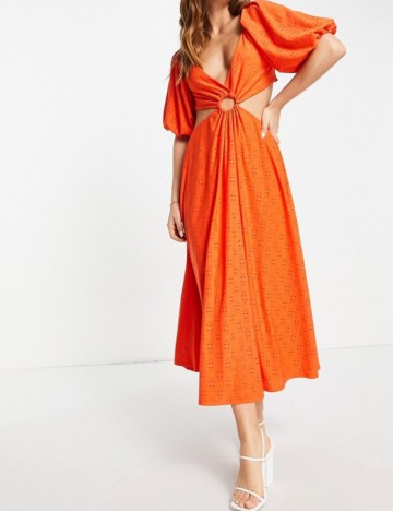 Rochie midi ASOS, portocaliu