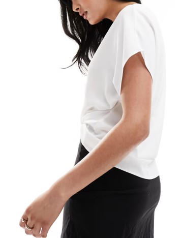 Cămașă cu m&acirc;necă scurtă ASOS, alb