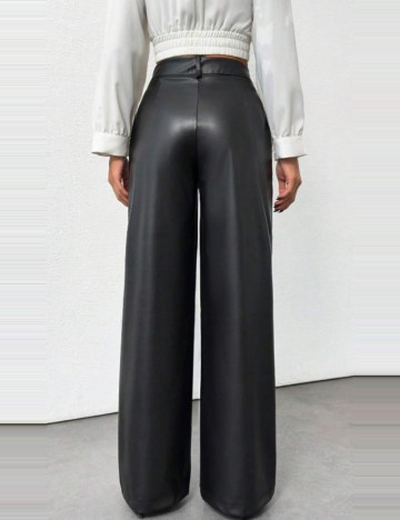 Pantaloni imitație din piele Shein, negru