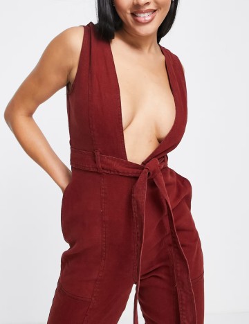 Salopetă de blugi ASOS, vișiniu