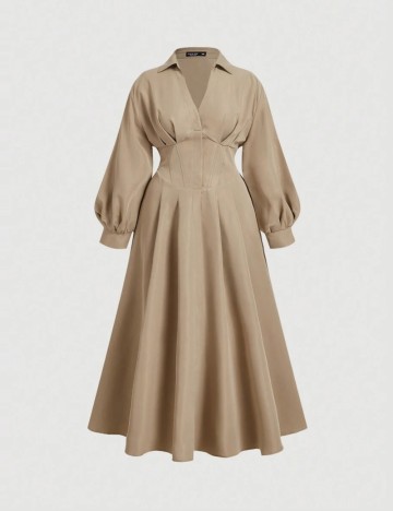 Rochie maxi Shein Curve+, bej