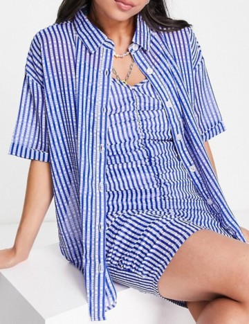 Cămașă cu m&acirc;necă scurtă Heartbreak, albastru