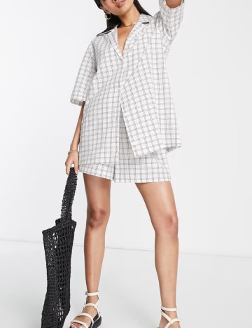 Cămașă cu m&acirc;necă scurtă ASOS, alb