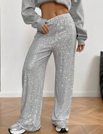Pantaloni Shein, argintiu