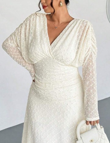 Rochie maxi Shein Curve+, crem