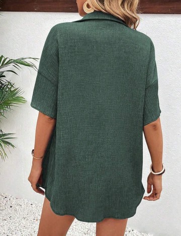 Cămașă cu m&acirc;necă scurtă Shein, verde