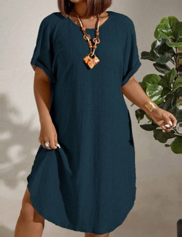 Rochie midi Shein Curve+, turcoaz