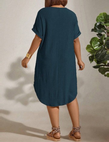 Rochie midi Shein Curve+, turcoaz