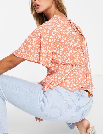 Cămașă cu m&acirc;necă scurtă ASOS, portocaliu