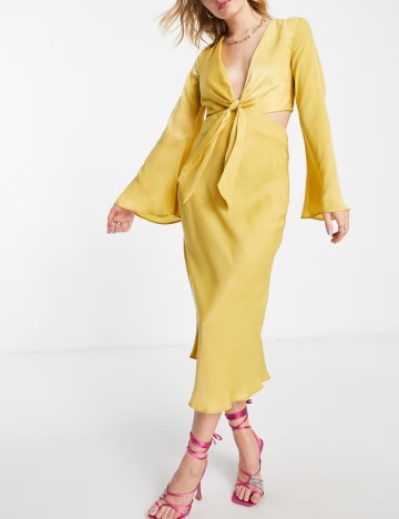 Rochie midi ASOS, galben muștar