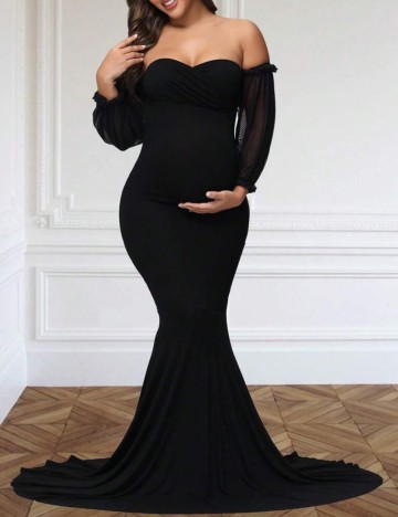 Rochie maxi Shein Curve+, negru