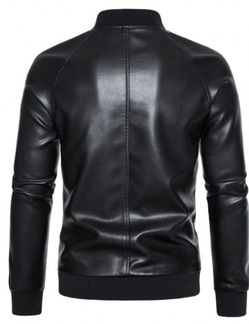 Jachetă imitație de piele Shein, negru