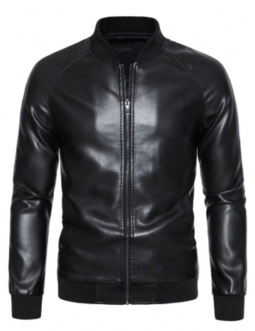 Jachetă imitație de piele Shein, negru