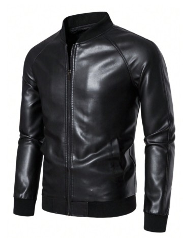 Jachetă imitație de piele Shein, negru