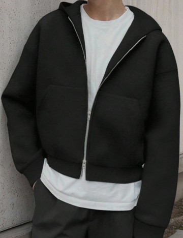 Hanorac Cu Fermoar Shein MANFINITY, negru