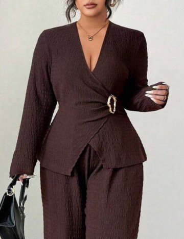 Bluză Shein Curve+, maro