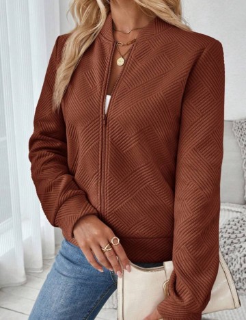 Bluză cu fermoar Shein, maro