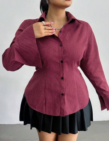 Cămașă Shein Curve+, vișiniu