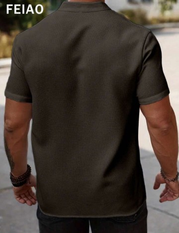 Cămașă cu m&acirc;necă scurtă Shein, maro