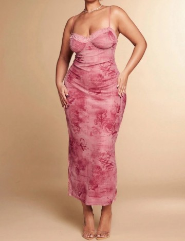 Rochie midi Shein Curve+, roz