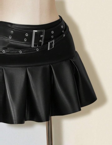 Fustă Imitație Piele Shein, negru